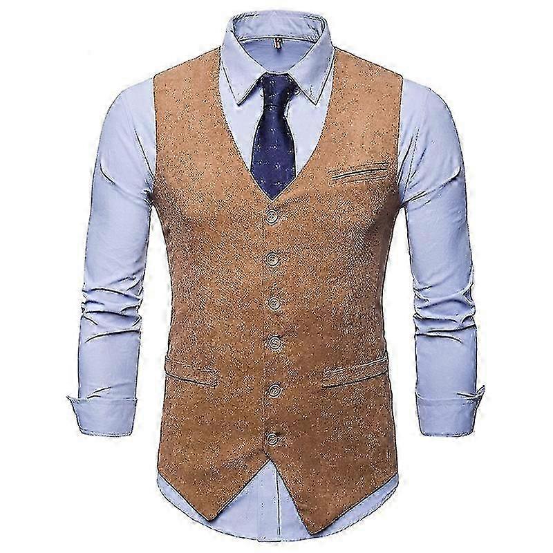 Men Single Breasted Suit Vest Formal Business Casual Waistcoat