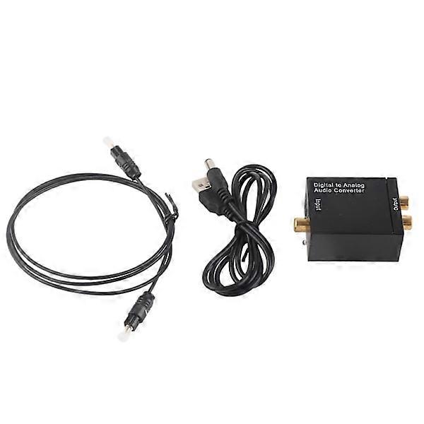 Digital to Analog Converter DAC Decoder with for Toslink and Coaxial Inputs to Analog 2RCA Outputs Black Host USB Cable