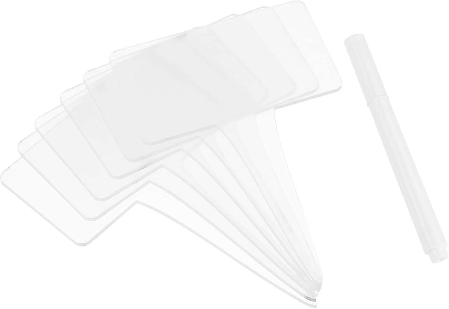Acrylic Plant Tag Set, 12 Pack Reusable Rectangle Garden Herb Name Label with