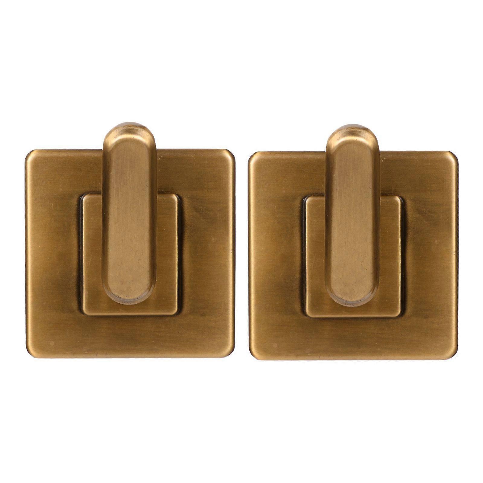 2Pcs Square Base Punch Free Wall Hooks Self-Adhesive Bathroom Kitchen Hooks