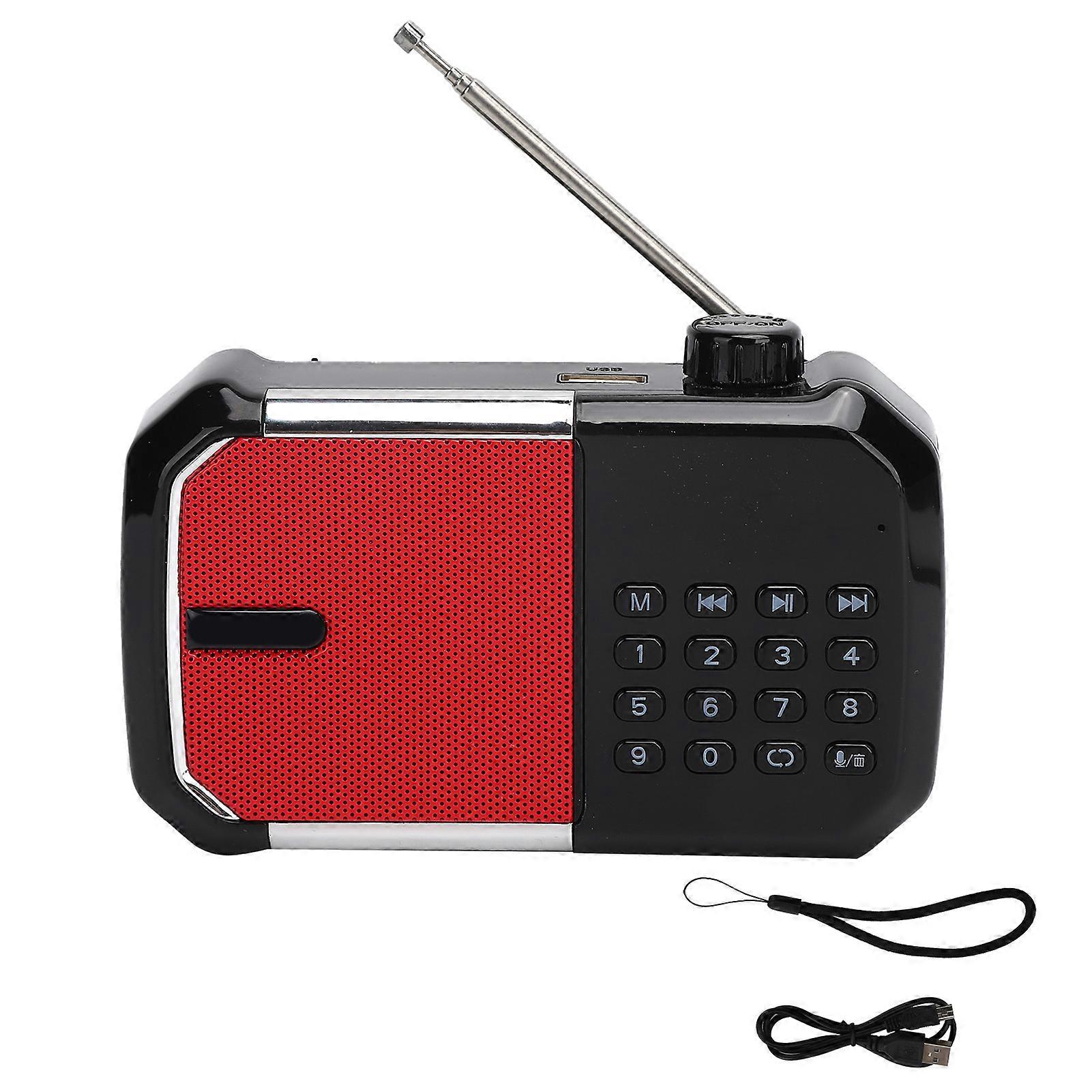 K-87 Portable Red Bluetooth Speaker - Digital FM Radio, USB/Memory Card o Player