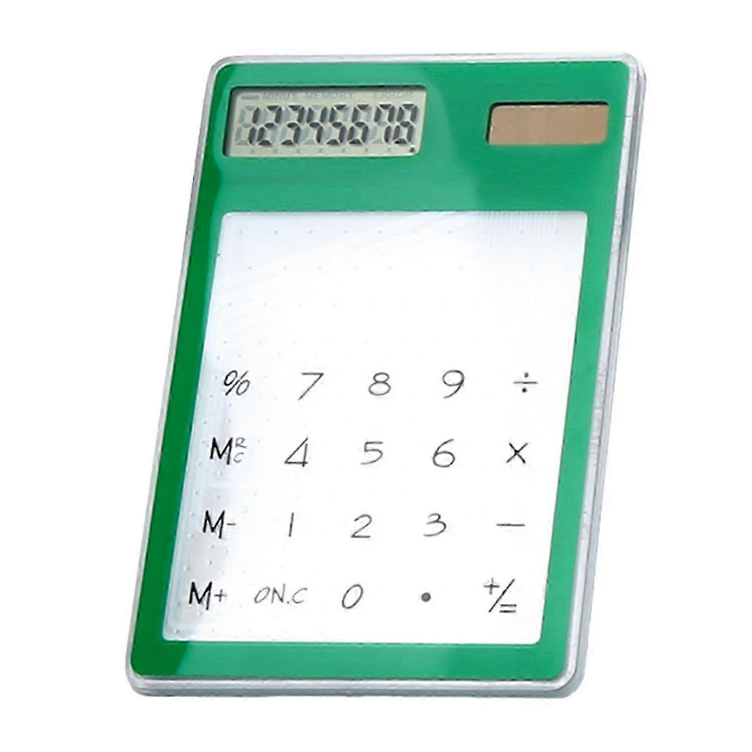 Solar Powered Calculator Touch Screen 8 Digit LCD Display Portable Transparent Calculator for Office