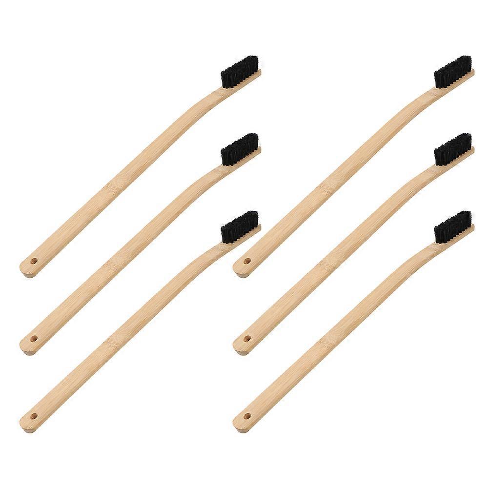 6pcs Wheel Brush Kit with Extended Bamboo Handle for Car Detailing, Engine Cleaning, and Tire Maintenance Boar Bristle Brushes for Rims and Wheels
