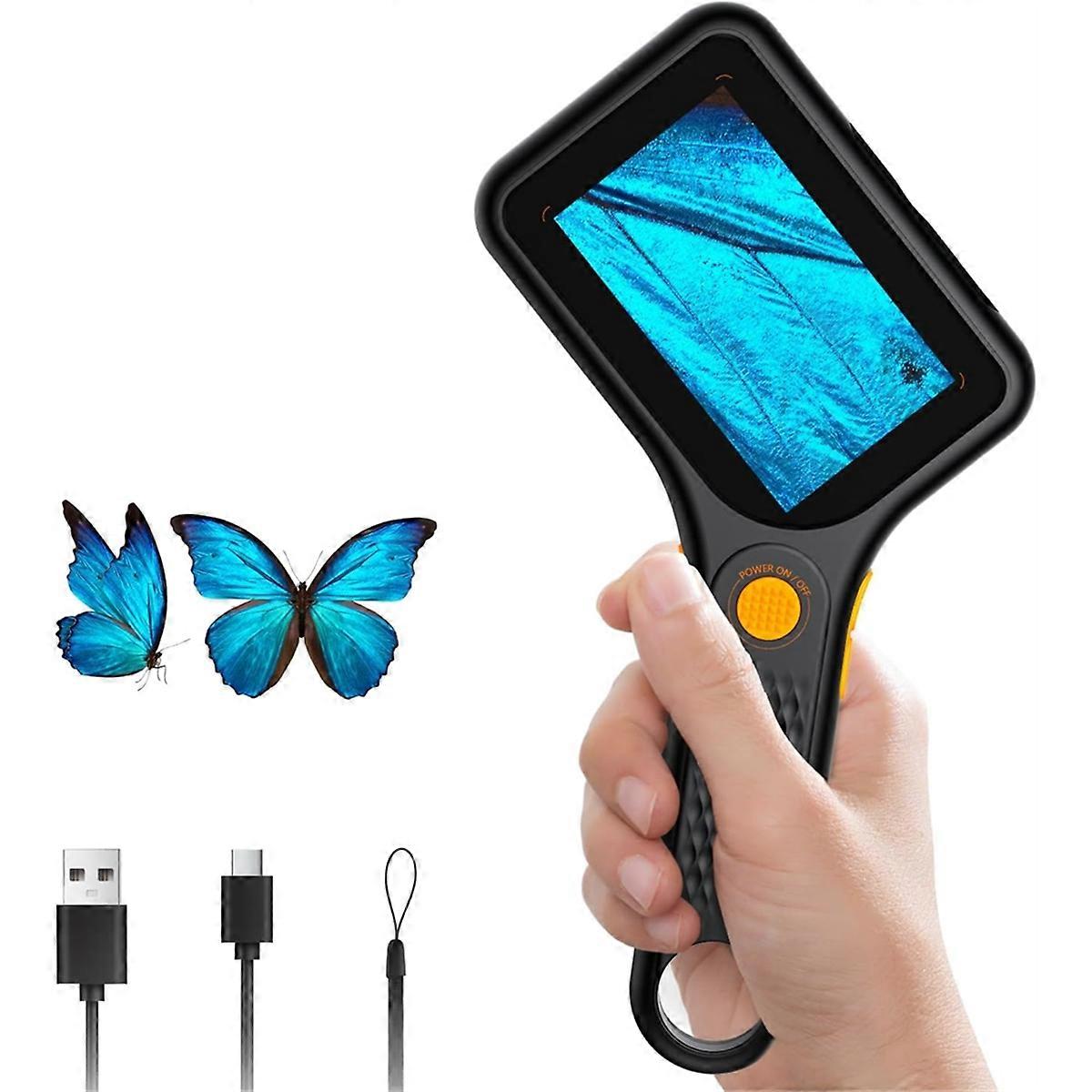 Microscope for Kids Adults -3 Inch IPS Screen,Digital Microscope,500X Handheld Coin Magnifier,3 Level LED Light