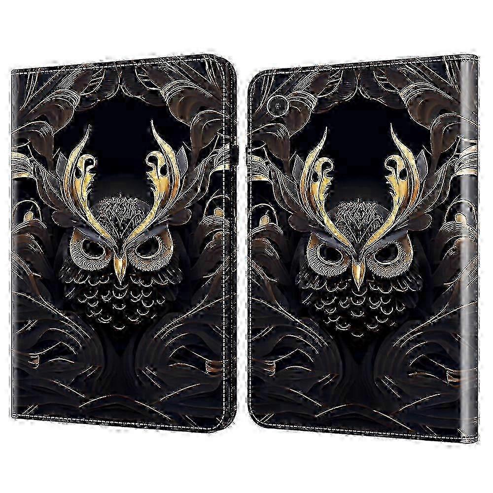Leather Tablet Cover with Flip Stand for Suitable Brand Tablets - Owl Pattern Design