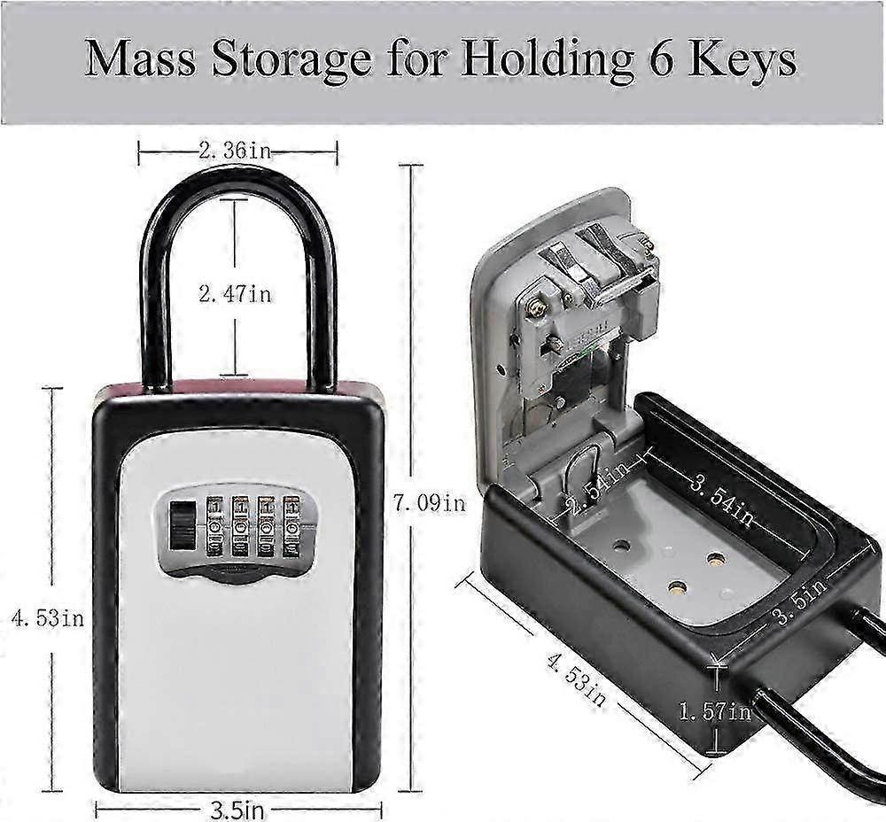 Key lock box wall-mounted portable lock box,weatherproof and resettable code house key 2025