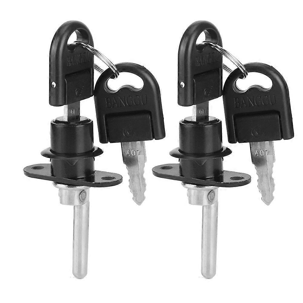 2Pcs Furniture Drawer Wardrobe File Cabinet Lock with Keys Office Security (16mm Head Black)