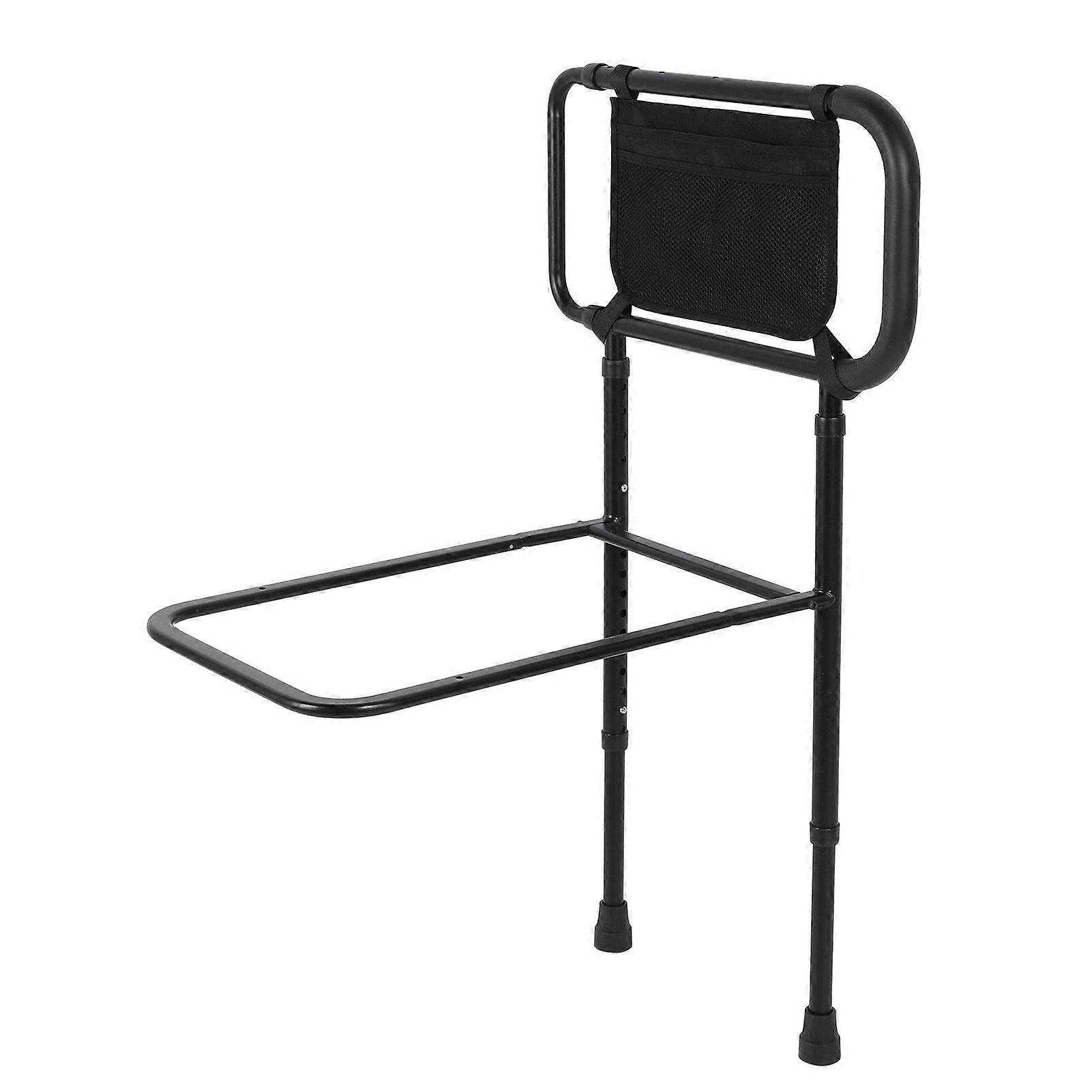 Bed Rail Adjustable Height Prevent Slip Handle Bedside Railing with Storage Pocket for Seniors Pregnant Women