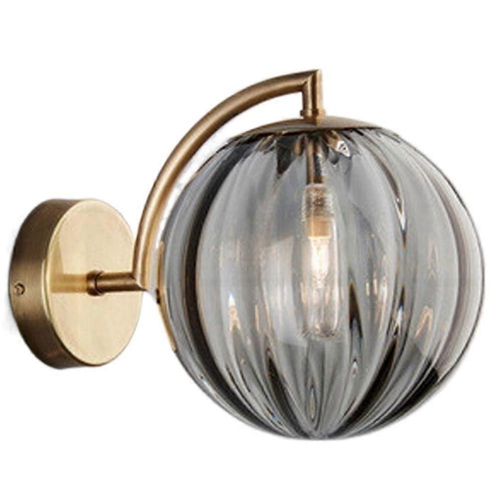 Vintage Bathroom Wall Sconces Gray Glass Shade G9 Socket Globe Wall Mounted Lamp Iron Finish