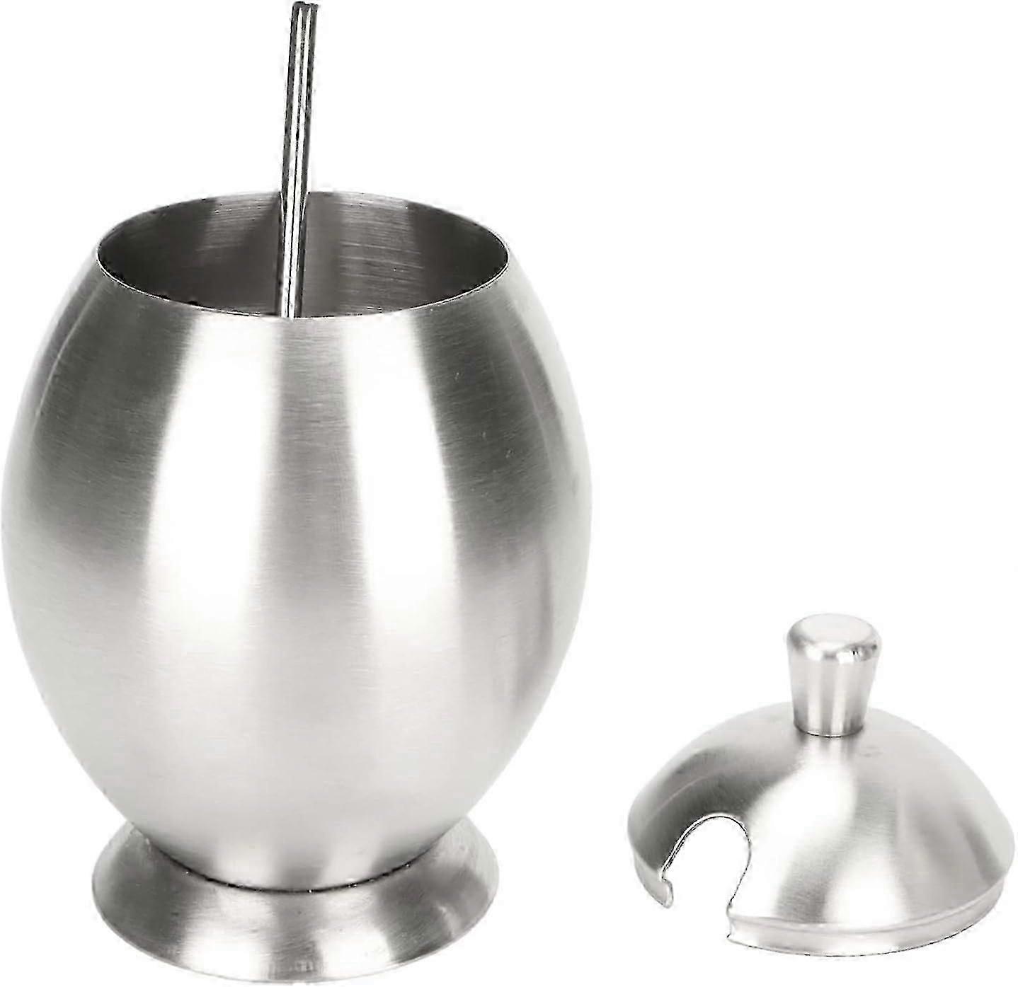 1PCS Stainless Steel Seasoning Container,Sugar Bowl with Lid and Spoon,Spice Jar Spice Rack Condiment