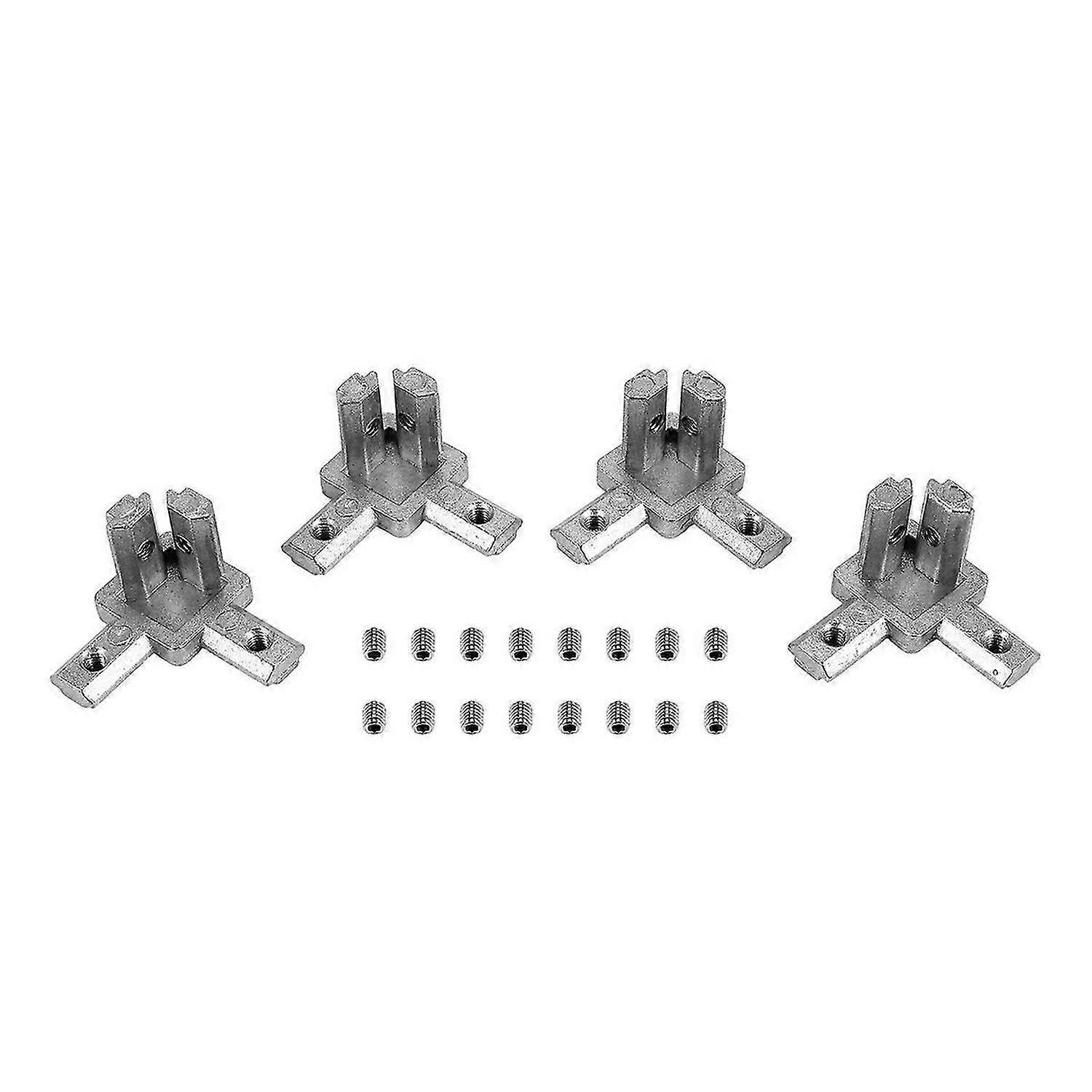 4Pc 2020 Series 3 Way End Corner Bracket Connector for European Standard 6mm T Slot 20 x 20mm Alumin