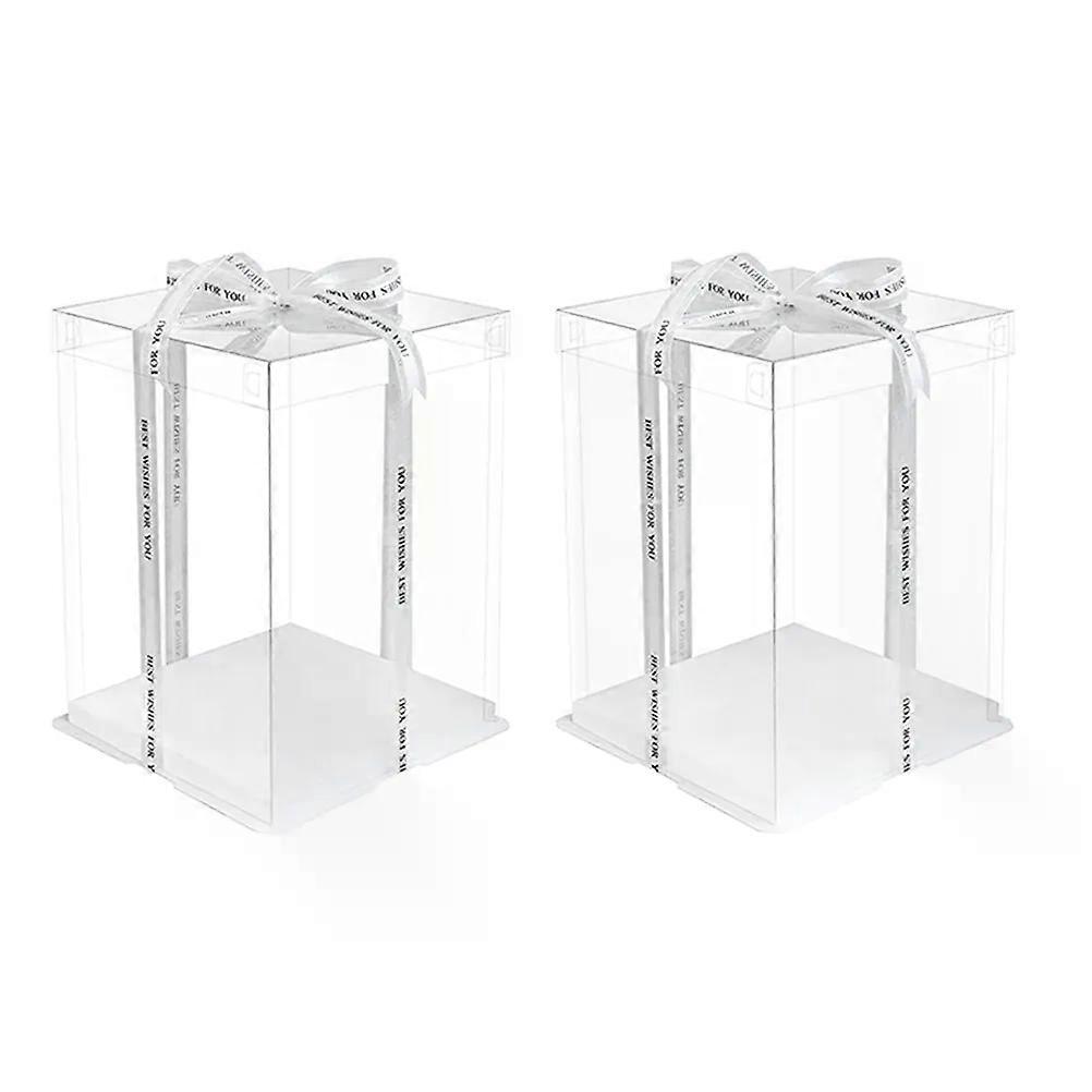 2pcs 3 in 1 Birthday Cake Party Gift Packaging Boxes Clear Transparent Boxes