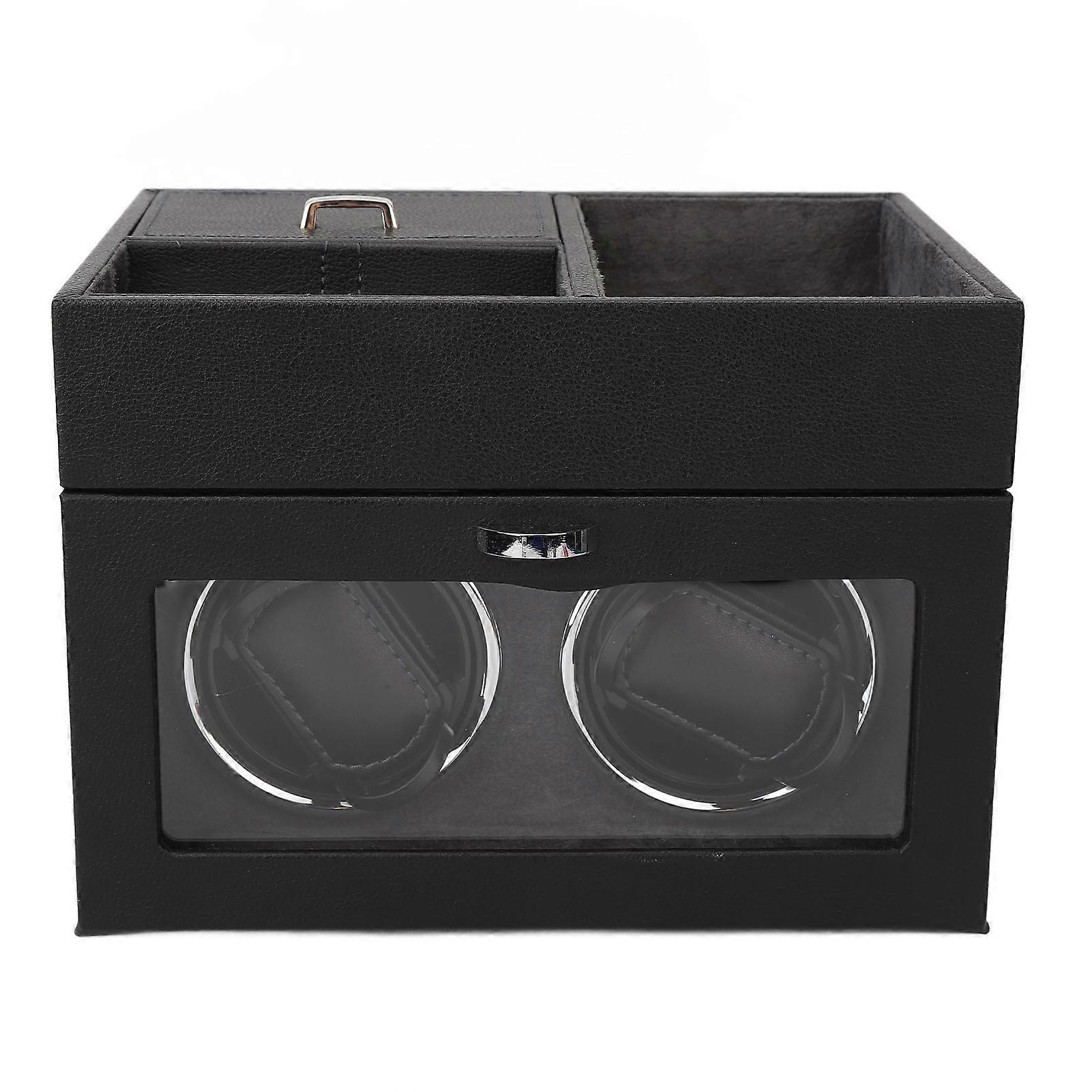 2 Head Watch Winder Vertical Adjustable Height Silent Grey US Plug