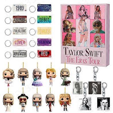 Taylor Countdown Decor Set 24-Piece Acrylic Ornaments and Keychains Christmas Advent Calendar Surprise Gifts Multiple Colors