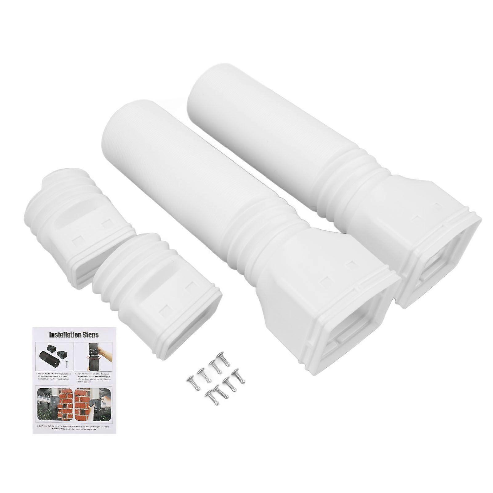 Rain Gutter Downspout Extensions Flexible Universal Drain Downspout Extender Drainage Connector Extendable From 20in to 29in White