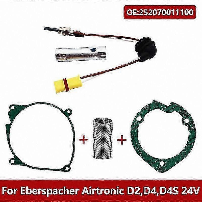 24V Vehicle Heater Glow Plug with Screen Wrench, Burner Gasket, and Motor Gasket for Airtronic Models D2, D4, D4S