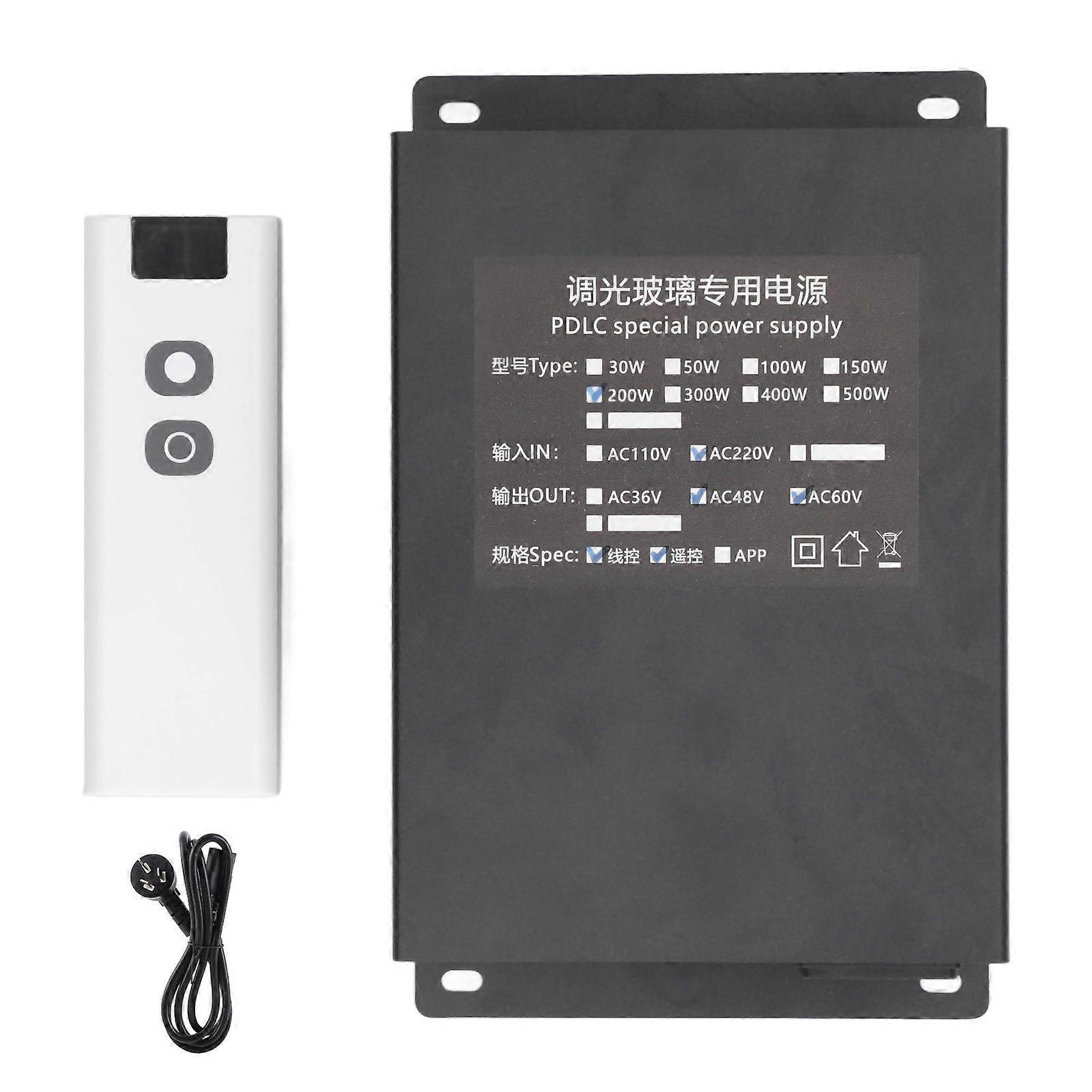 PDLC Power Supply 200W Line Remote Control Dimming Glass Controller with Fuse for Home AC220V Input AC60V Output
