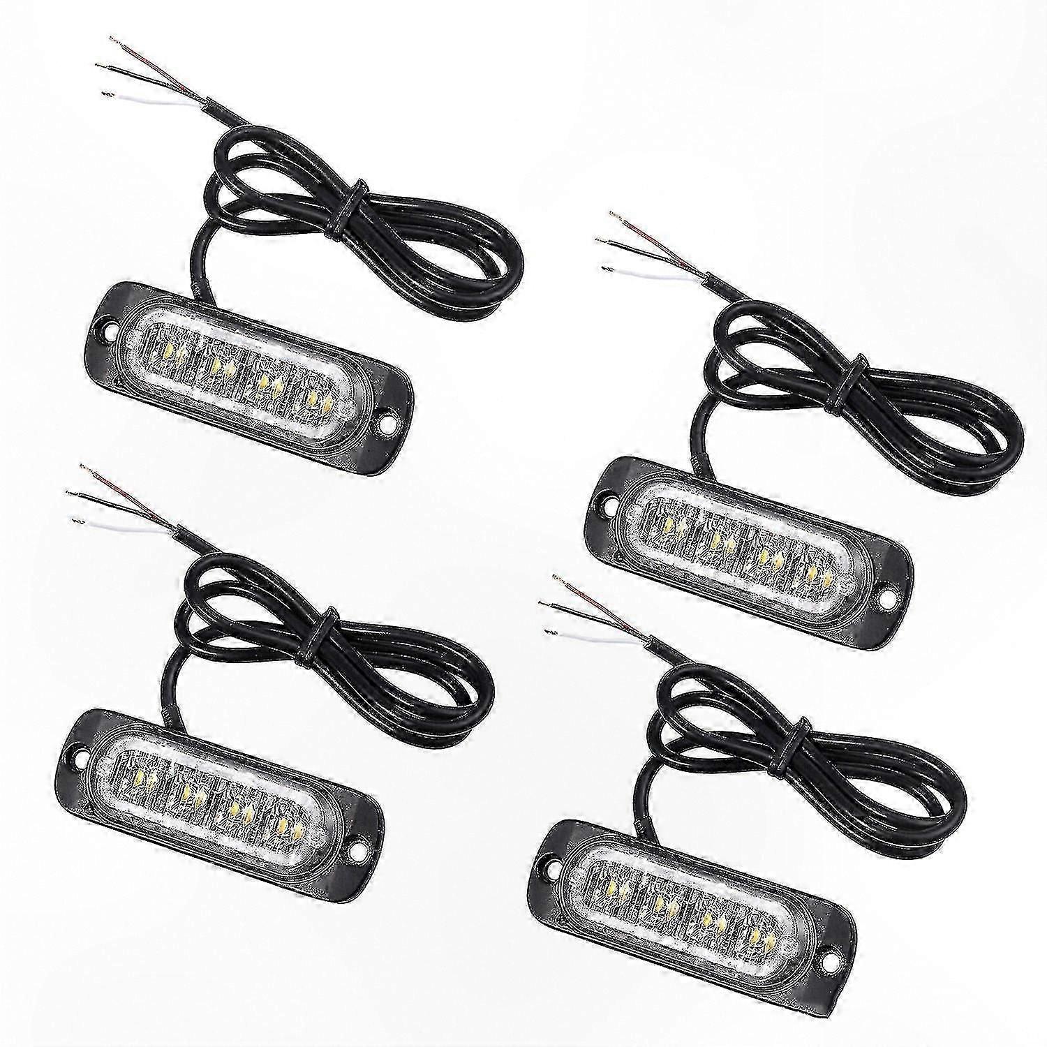Amber LED Strobe Light Kit, 4-Pack Warning Lamps with Flashing Feature for 12V 24V Systems