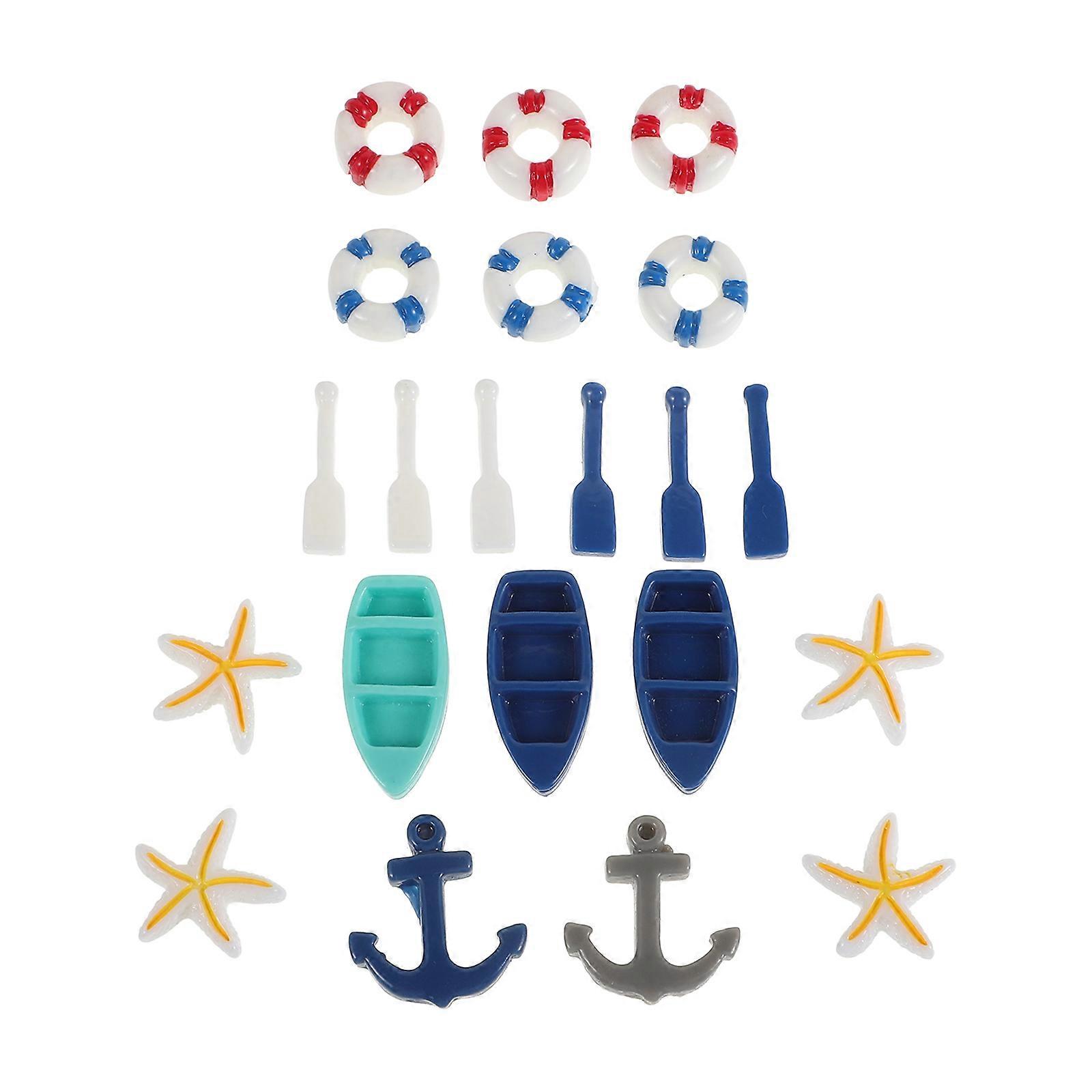 Coastal Decor Resin Boat Model for Miniature Beach Scene 1Set Figurines