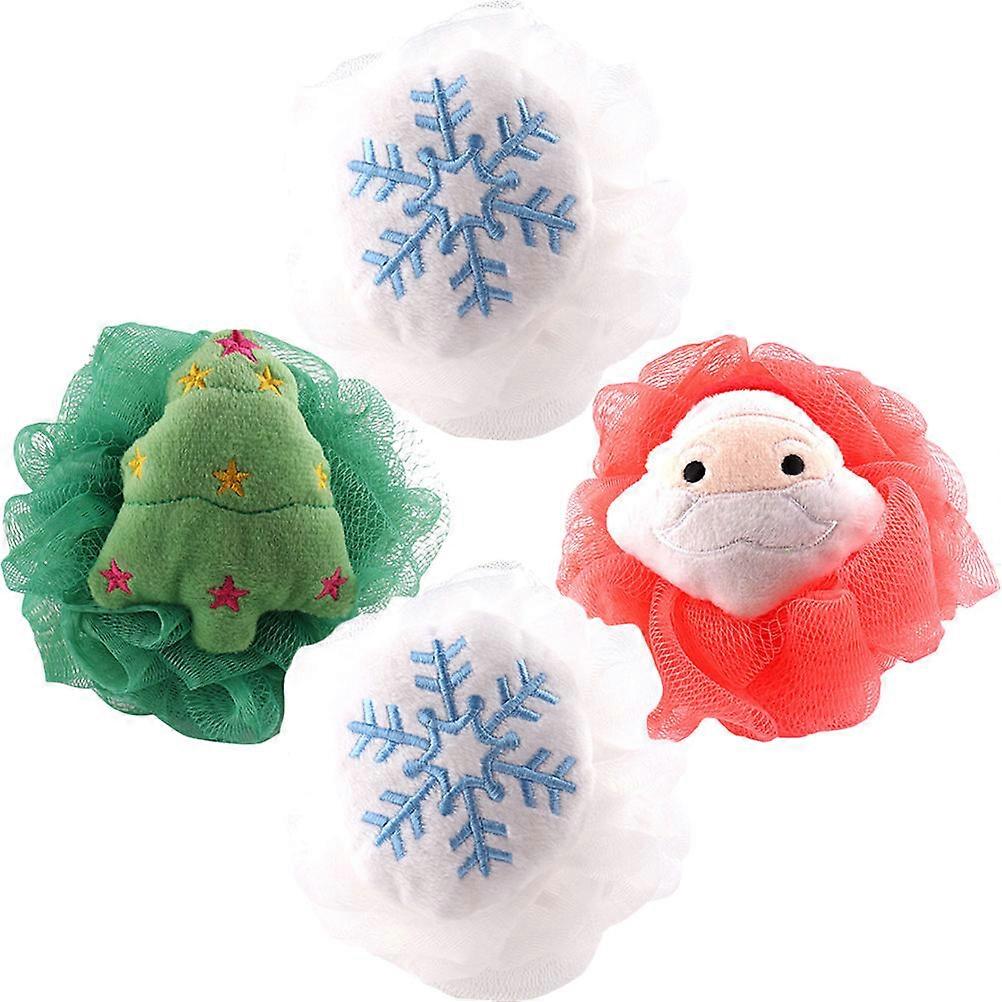16 Pcs Assorted Color Round Shower Loofah Christmas Style Bath Flowers Ideal For Children Generating Foams