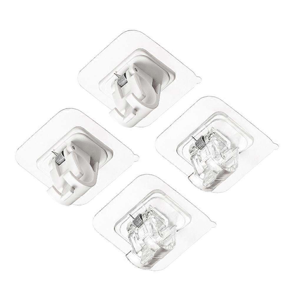 Telescopic Rod Clamp Holders 4Pcs Square Design Ideal For Home Decoration Strong Self Adhesive Material