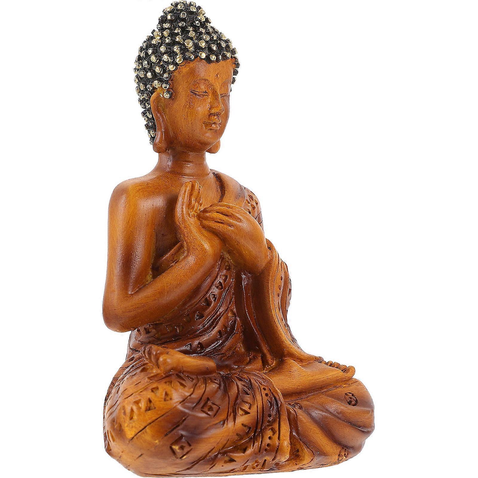 Desktop Buddha Statue Resin Figurine for Home Decor 2Pcs Set