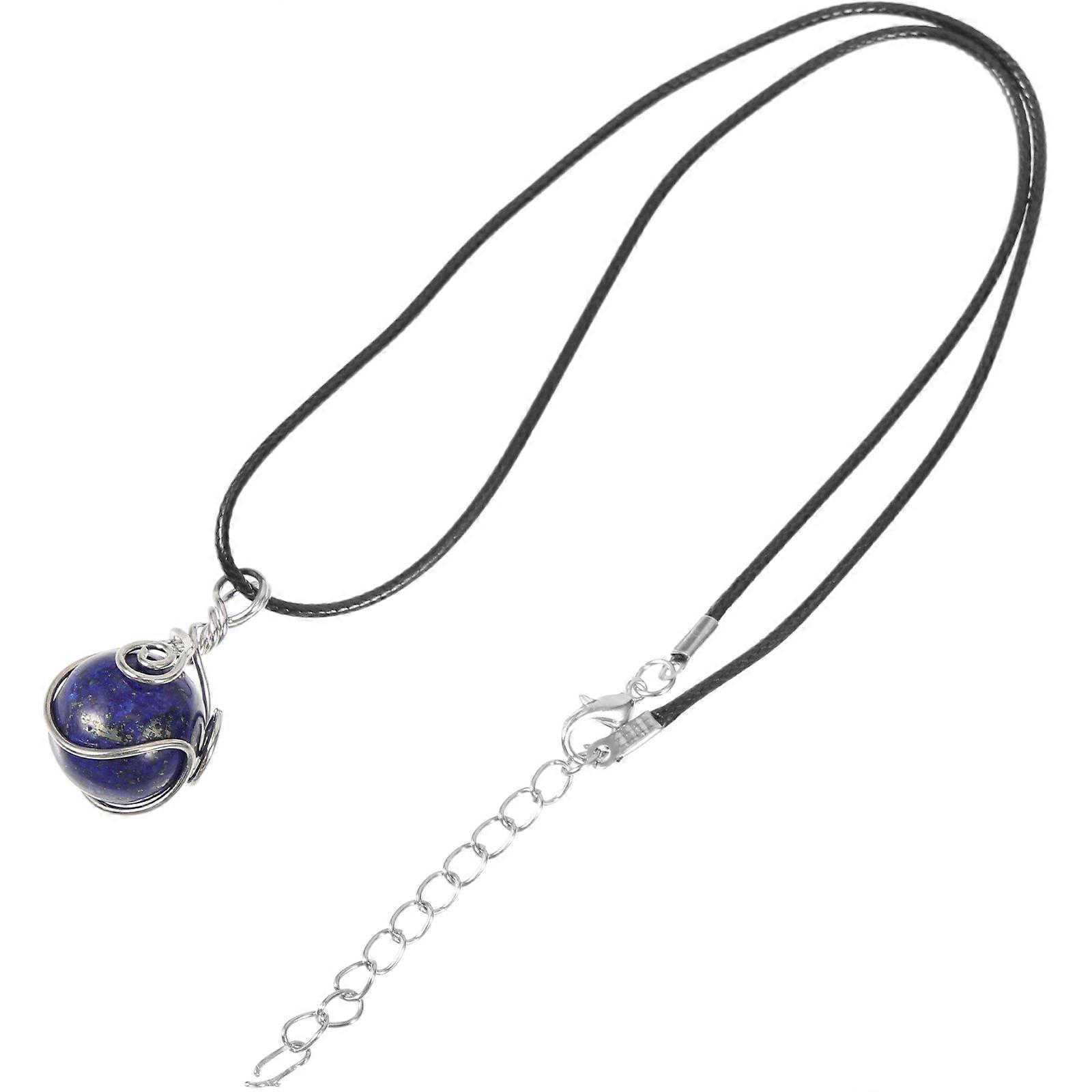 Wrapped Crystal Stone Pendant Natural Crystal Necklace for Decor 2Pcs Blue