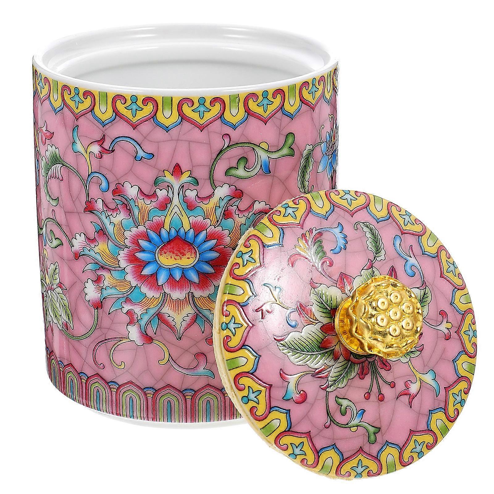 Retro Tea Container Vintage Ceramic Tea Can Kitchen Use Moisture-Proof 1Pack