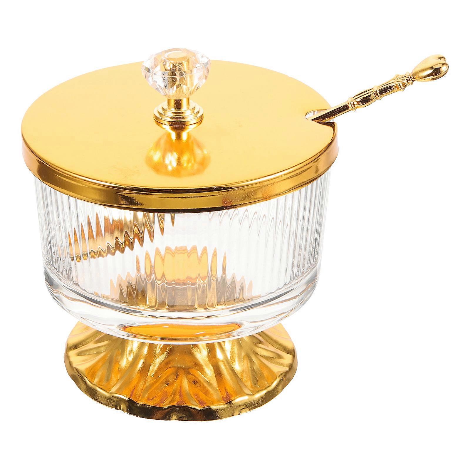 Stylish Glass Jars For Decorative Accent And Food Storage During Daily Meals Or Parties With Spoon And Alloy Material 4Pcs