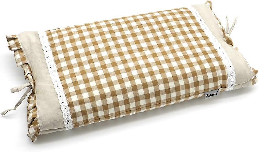 Upgrade Buckwheat Pillow, Cooling & Adjustable Hulls, Neck Support for Back/Side Sleepers, 20x11 inch, Khaki – Compatible with standard pillowcases