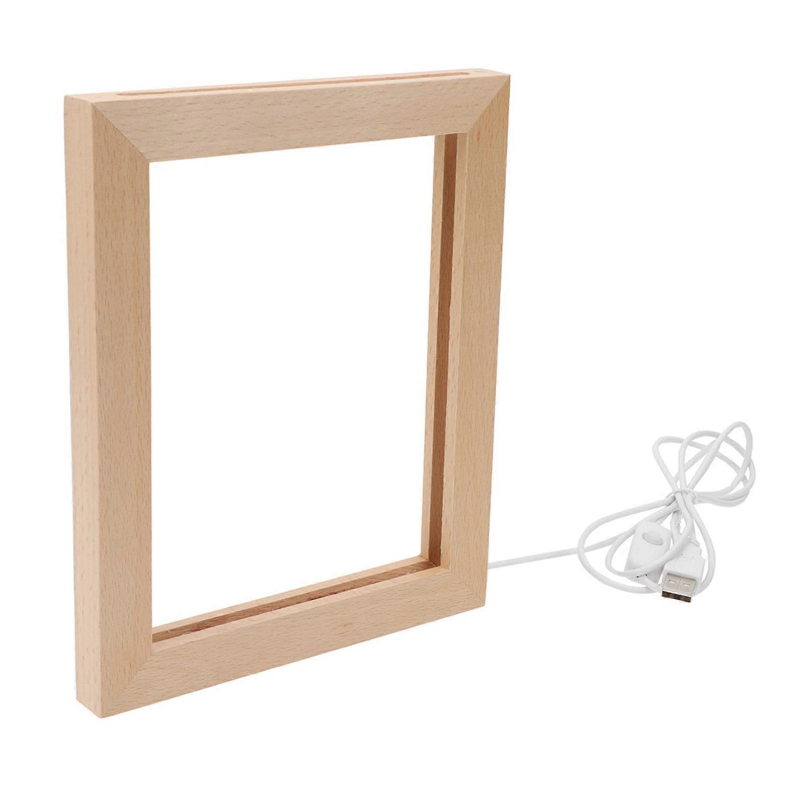 LED Photo Display Frame 8Pcs Rectangular Wood Holder For Home Decoration Offering Natural Aesthetic In Khaki