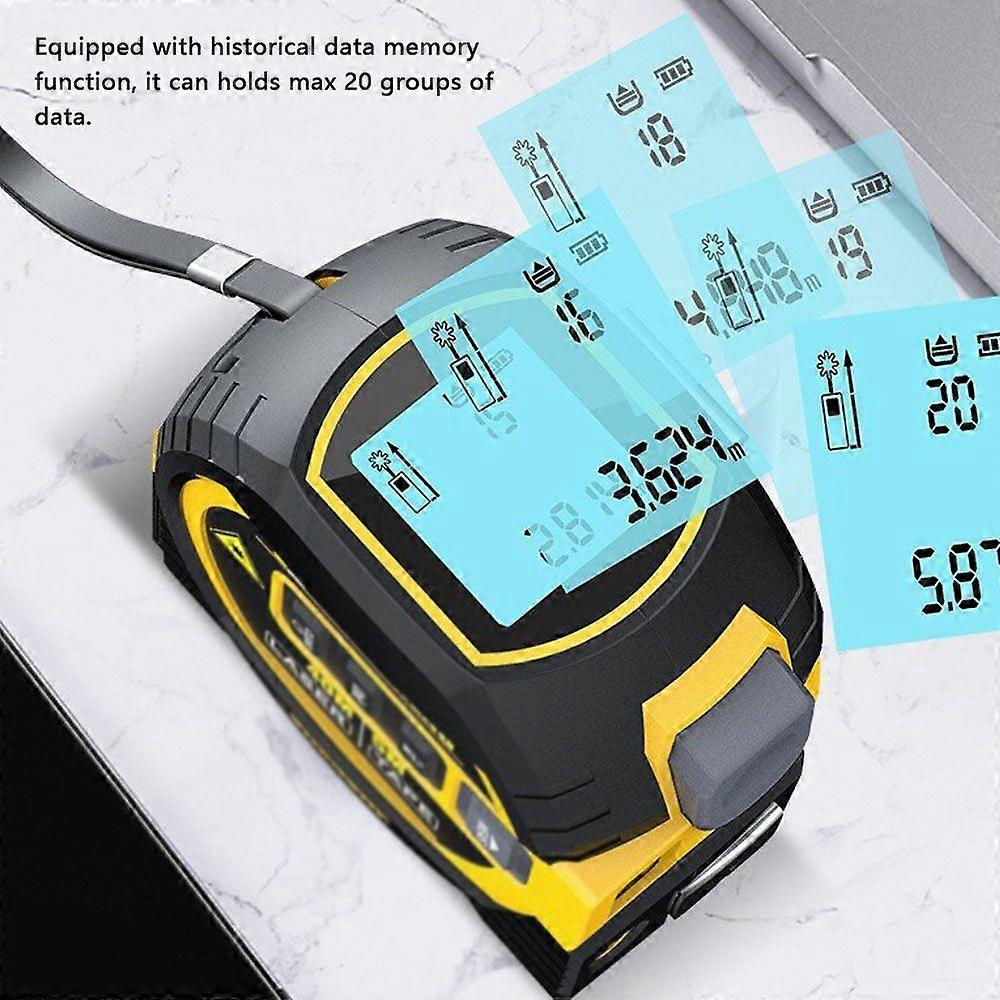 3in1 Laser Rangefinder 5m Tape Measure Ruler LCD Display with Backlight Distance Meter Building Measurement Device Area Volumes Surveying Equipment