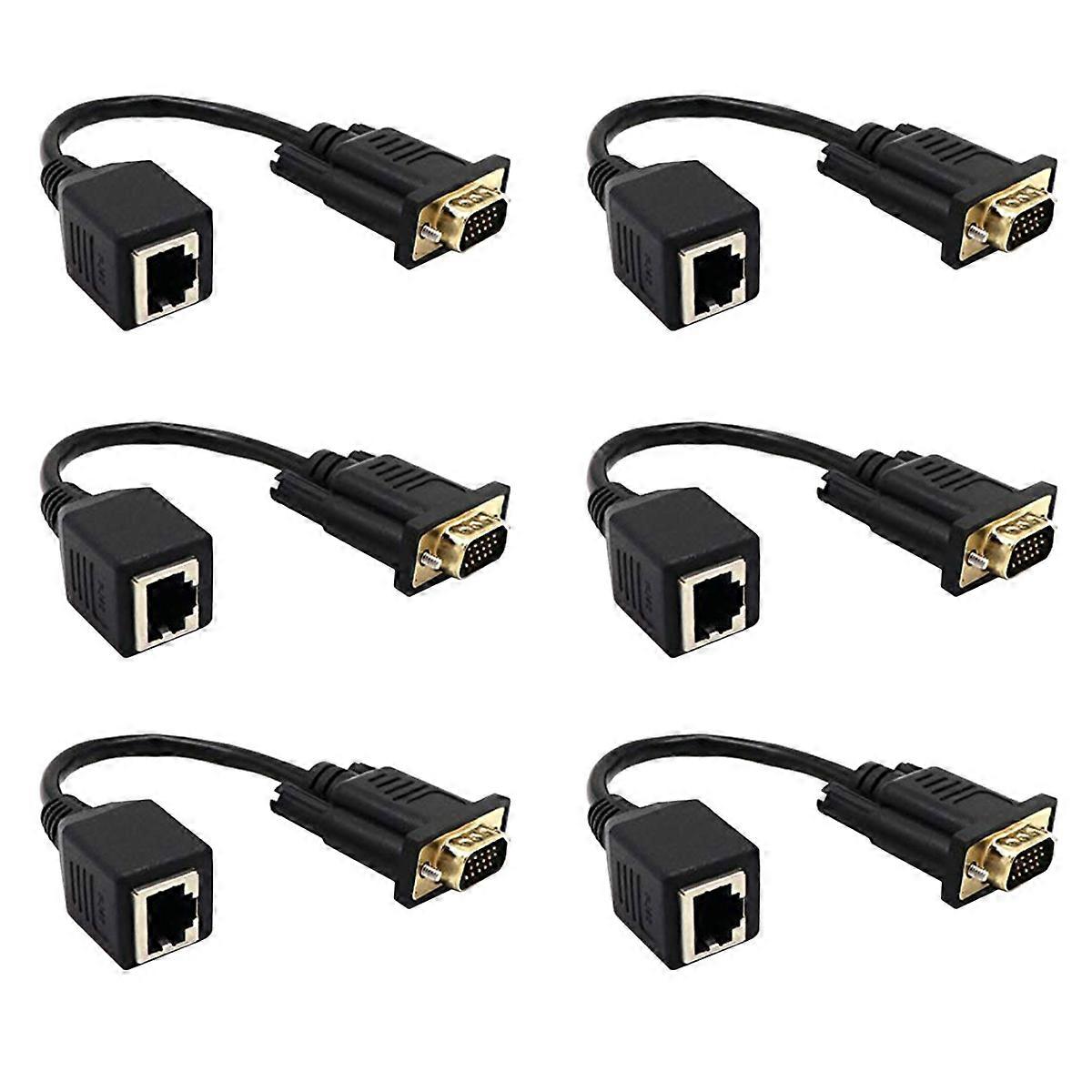 6X VGA to RJ45 Adapter Network Cable to VGA Network Cable Connector Monitor to Network Cable Connect