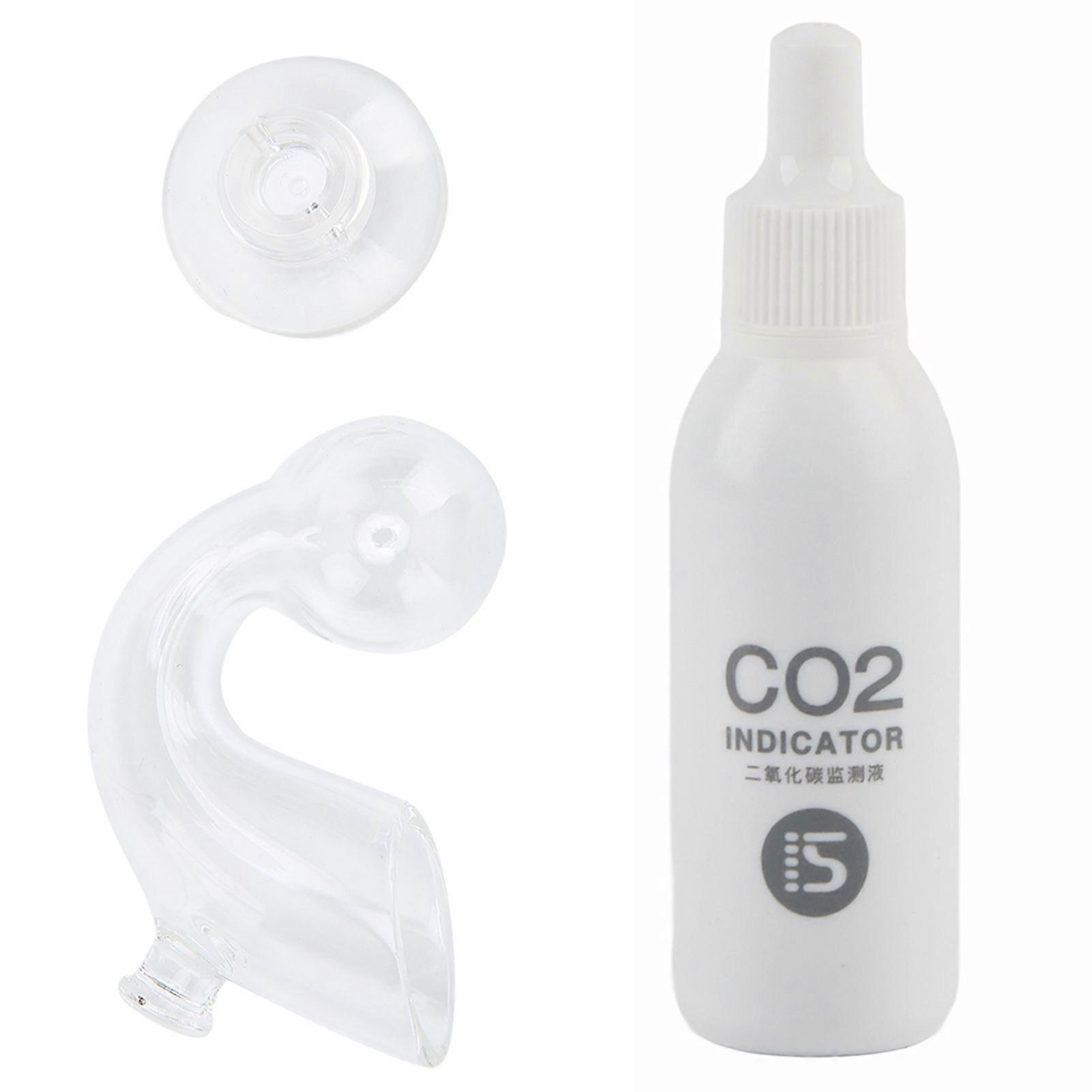 Glass Aquarium CO2 Indicator Fish Tanks Carbon Dioxide Long Term Monitor with Test Liquid Suction Cup