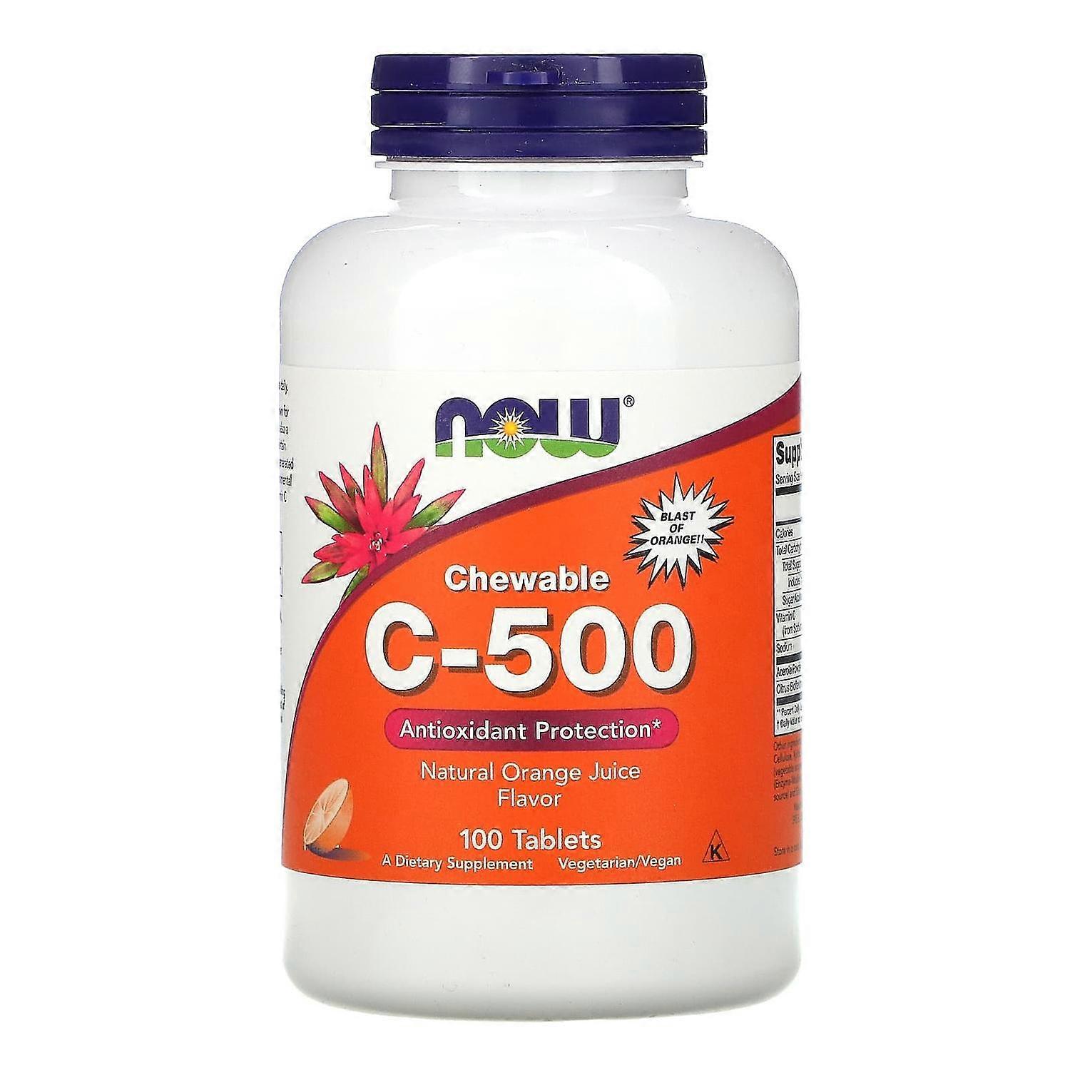 NOW Foods, Chewable C-500, Orange Juice Flavor, 100 Tablets