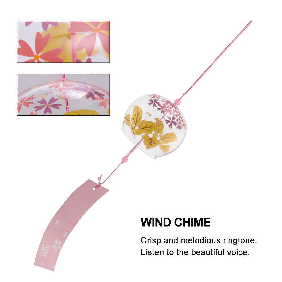 Glass Hanging Decoration Wind Bells for Decoration with Leaf Pattern