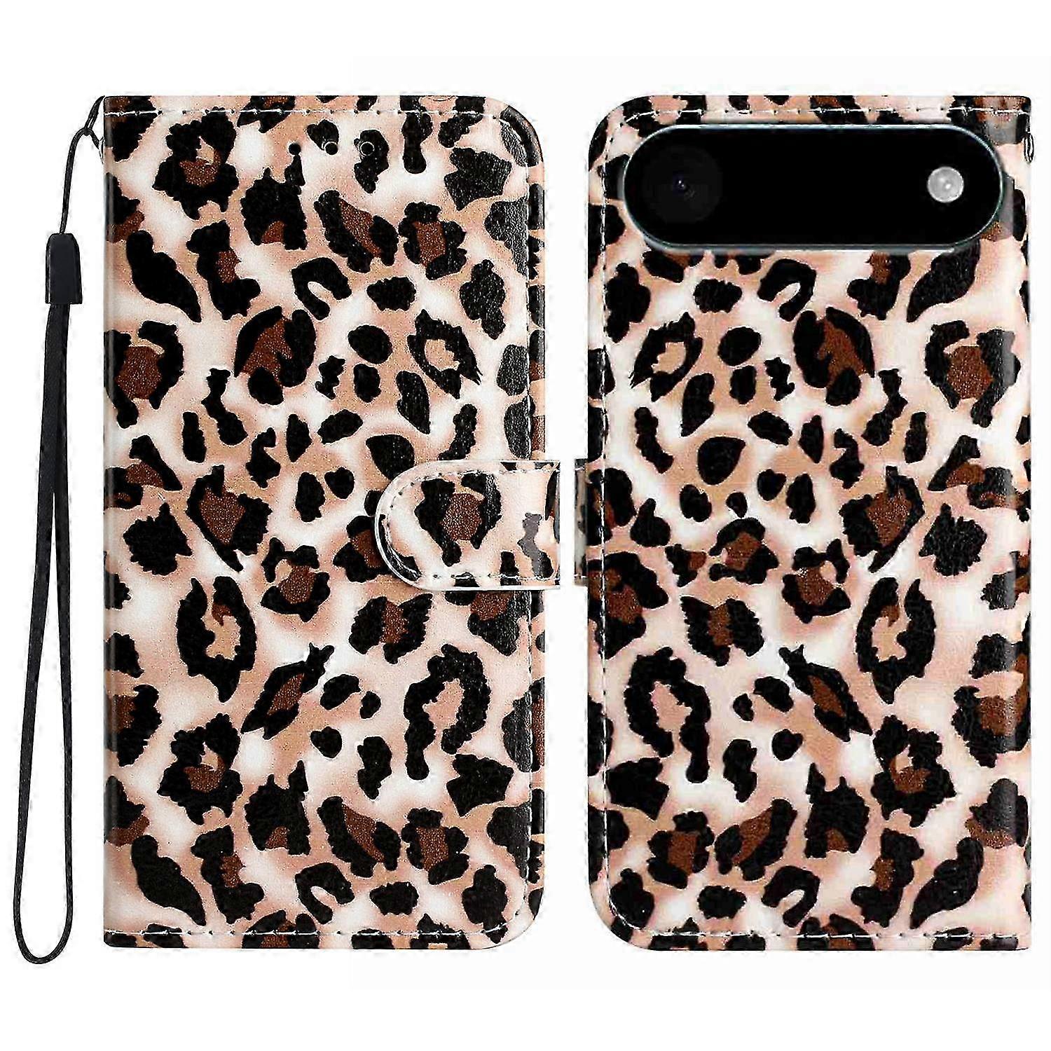 For iPhone 17 Air Wallet Case Printed Pattern Design Leather Phone Cover - Leopard Print