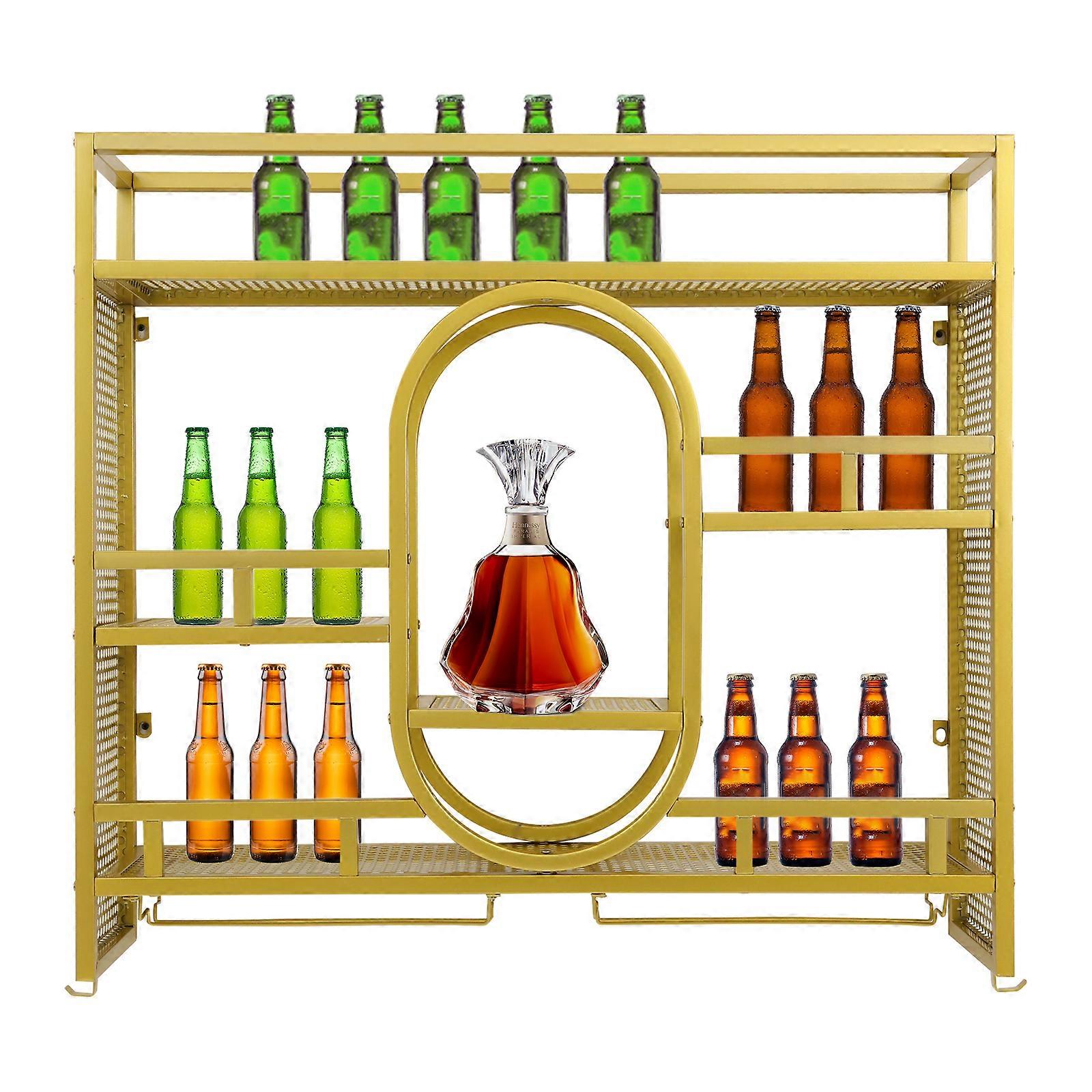 3-Tier Wall Mounted Wine Rack with Glasses Holder Elegant Storage for Any Home