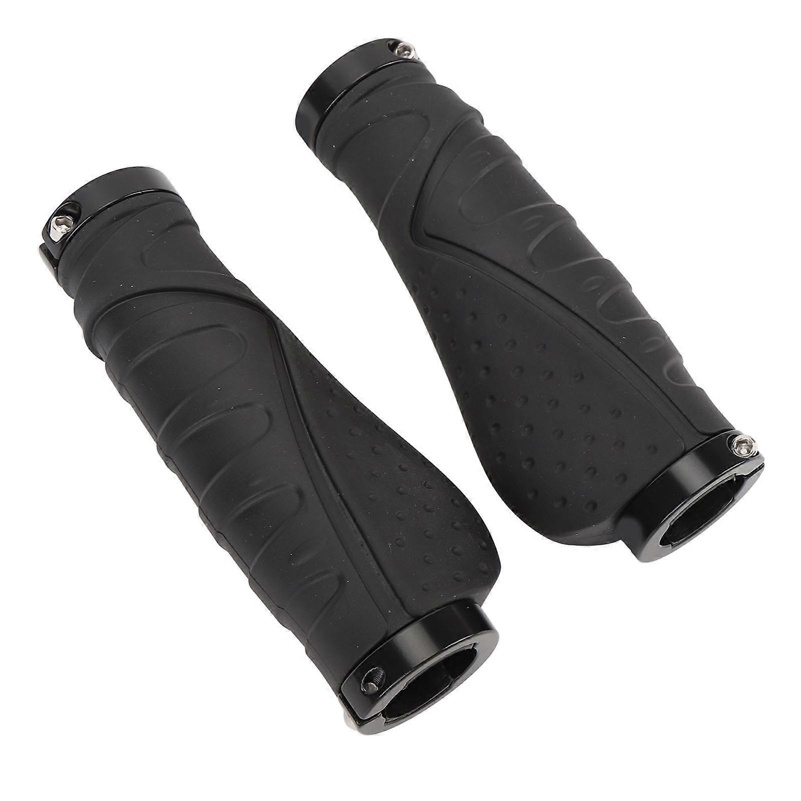 2PCS Cycle Handle Grips Rubber Anti Slip Ergonomic Mountain Cycling Grips with Bar Ends for 22.2mm Handlebars 