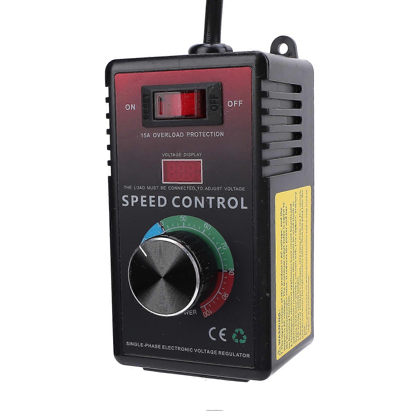 Electronic Voltage Regulator with Switch 15A Overload Guard Speed Controller for Fan Angle Grinder Blower 