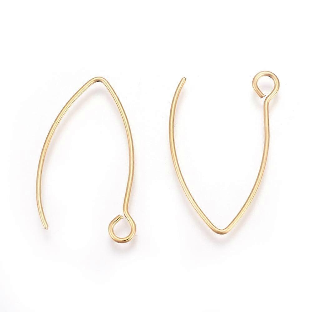 Ion Plating(IP) 304 Stainless Steel Earring Hooks Ear Wire with Horizontal Loop Golden 26x15.5mm Hole: 2.5mm Pin: 0.8mm