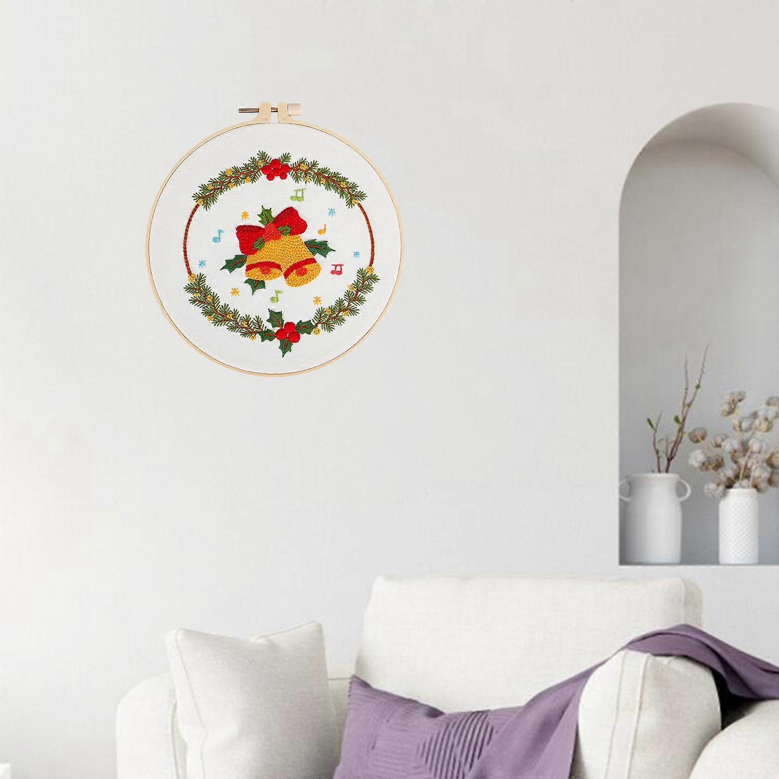 Christmas Theme Embroidery Starter Kit with Pattern Cross Stitch Needlepoint