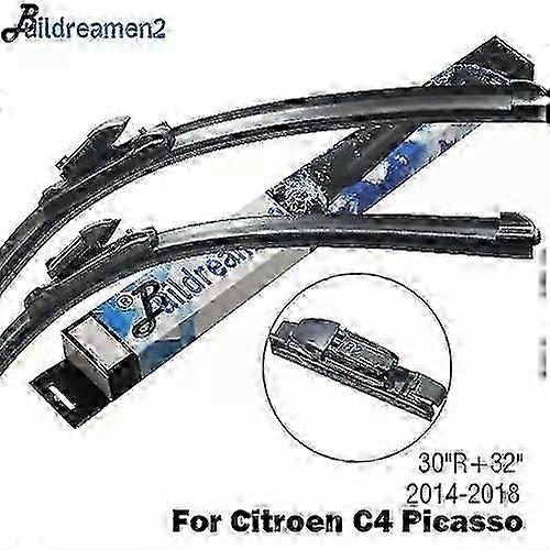 Buildreamen2 Car Wiper Blade for Citroen C4 Picasso 2006-2018 - Rubber Windscreen Wiper Compatible with Bayonet, Push Button, & Side Pin Arm