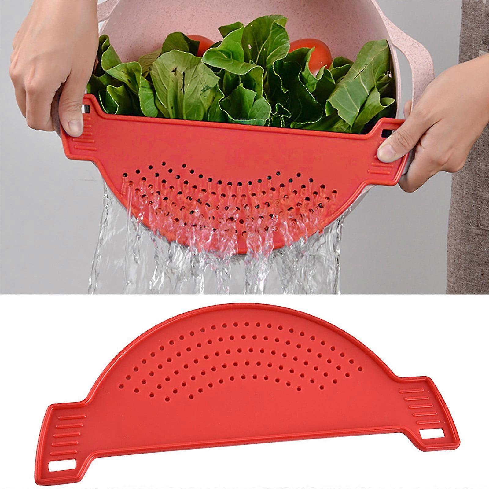 Plastic Screen Strainer with Handle, Half Moon Shape Drainer for Pasta, Vegetables, Fruits - Kitchen Sieve Funnel Colander