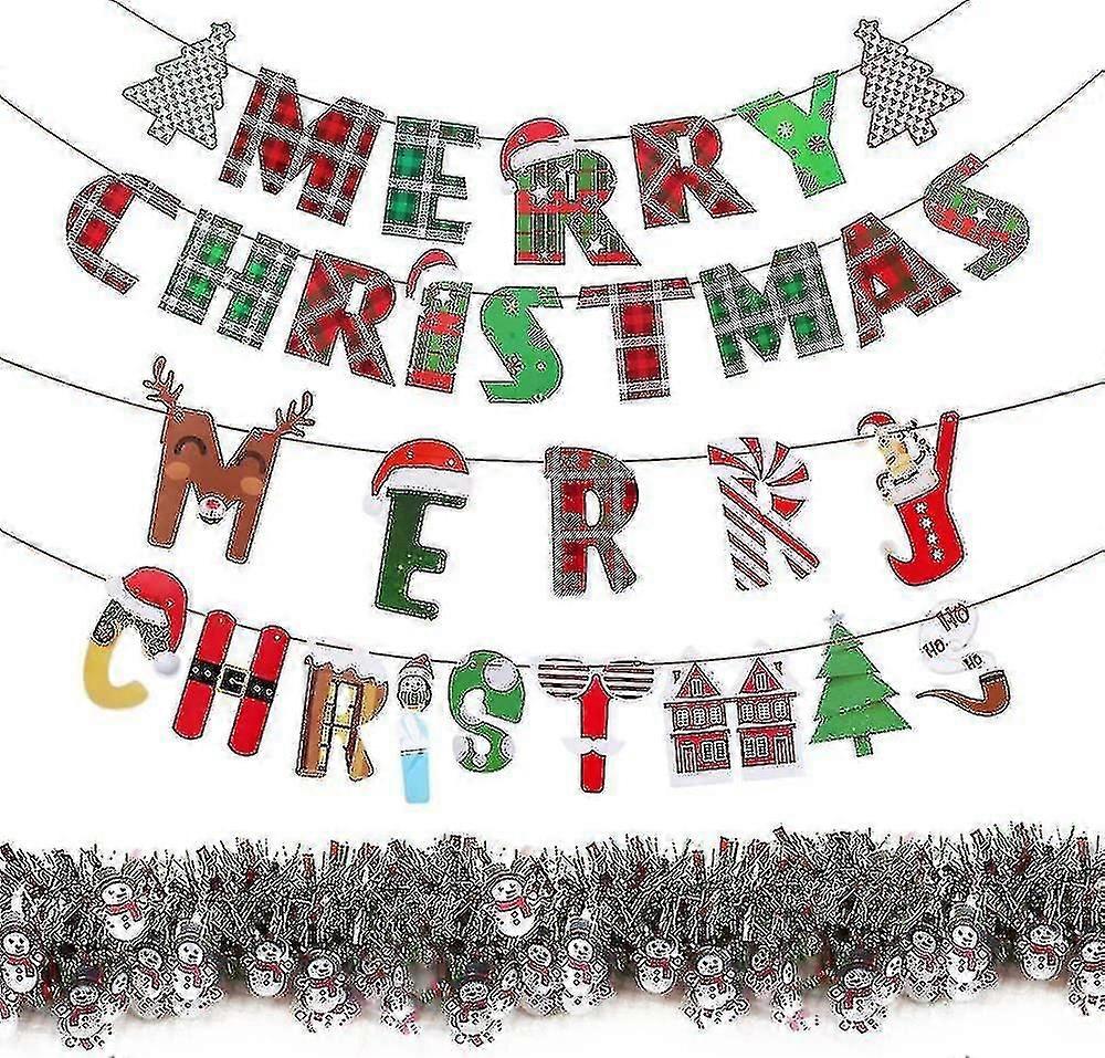 Merry Christmas Banner Christmas Bunting Decorations Christmas Banner Christmas Snowman Foil Garland