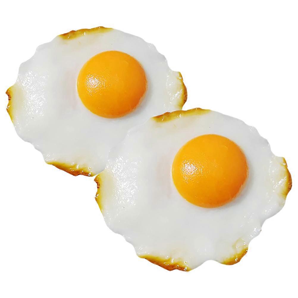 Fake Eggs Fried Egg Models for Decor 2Pcs Artificial Realistic Egg Props
