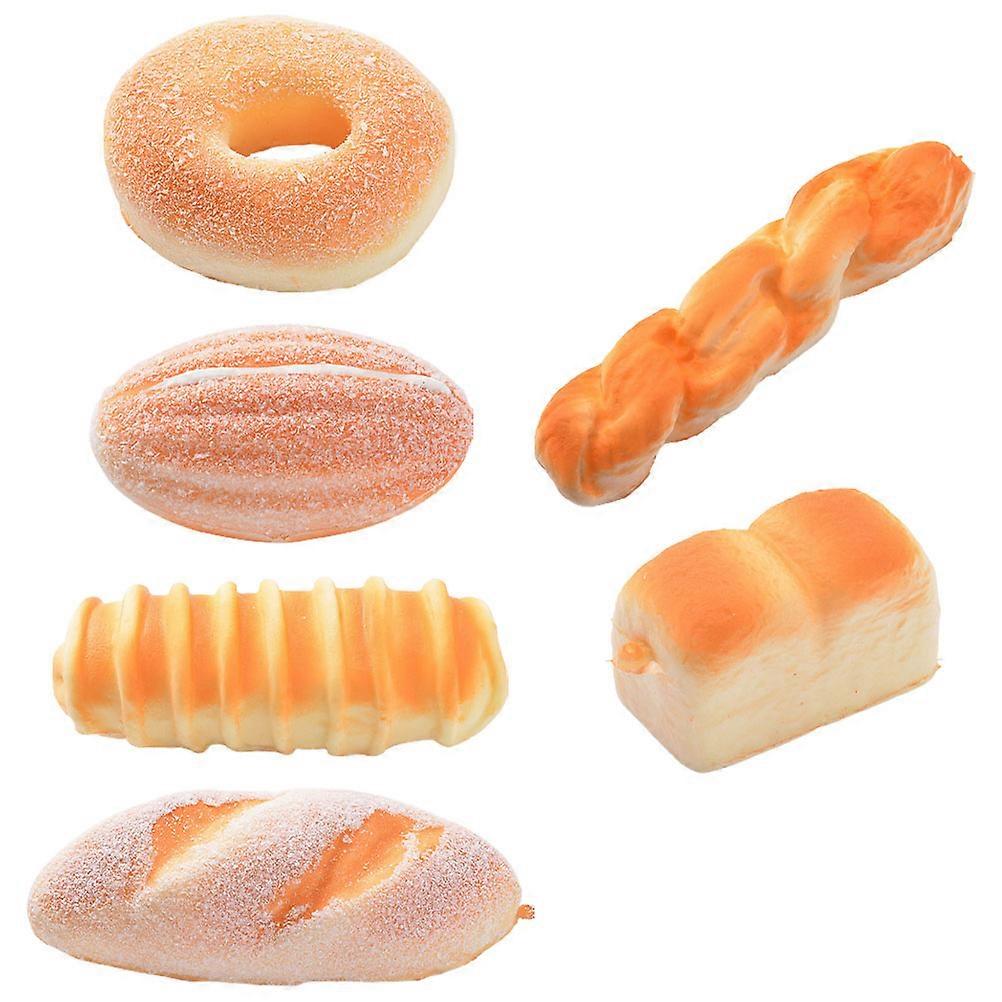 Bread Models PU Simulated Bread Props for Photography Use 6Pcs Yellow