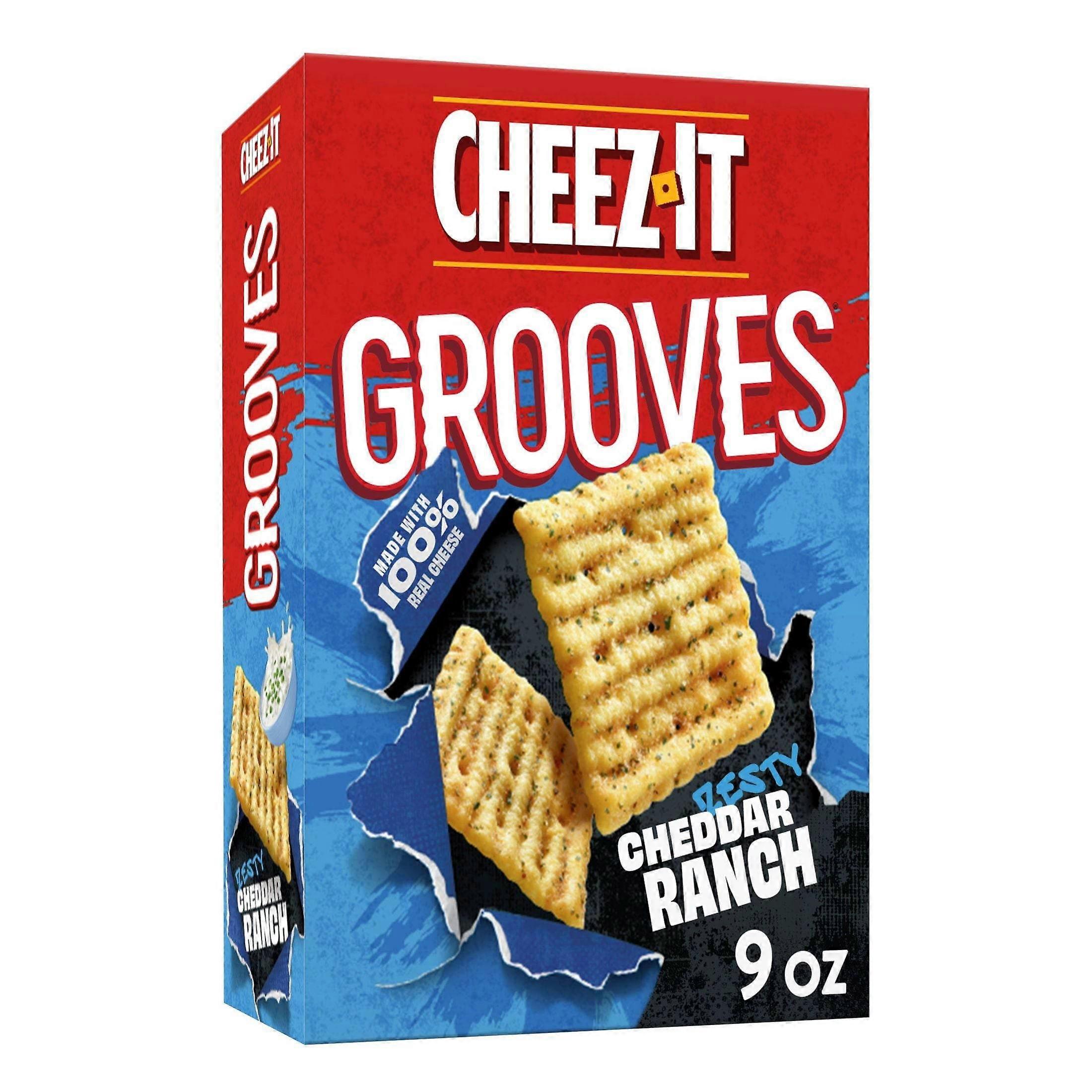 Scatola di cracker al formaggio Cheez-it Grooves, ranch cheddar piccante, 9 once