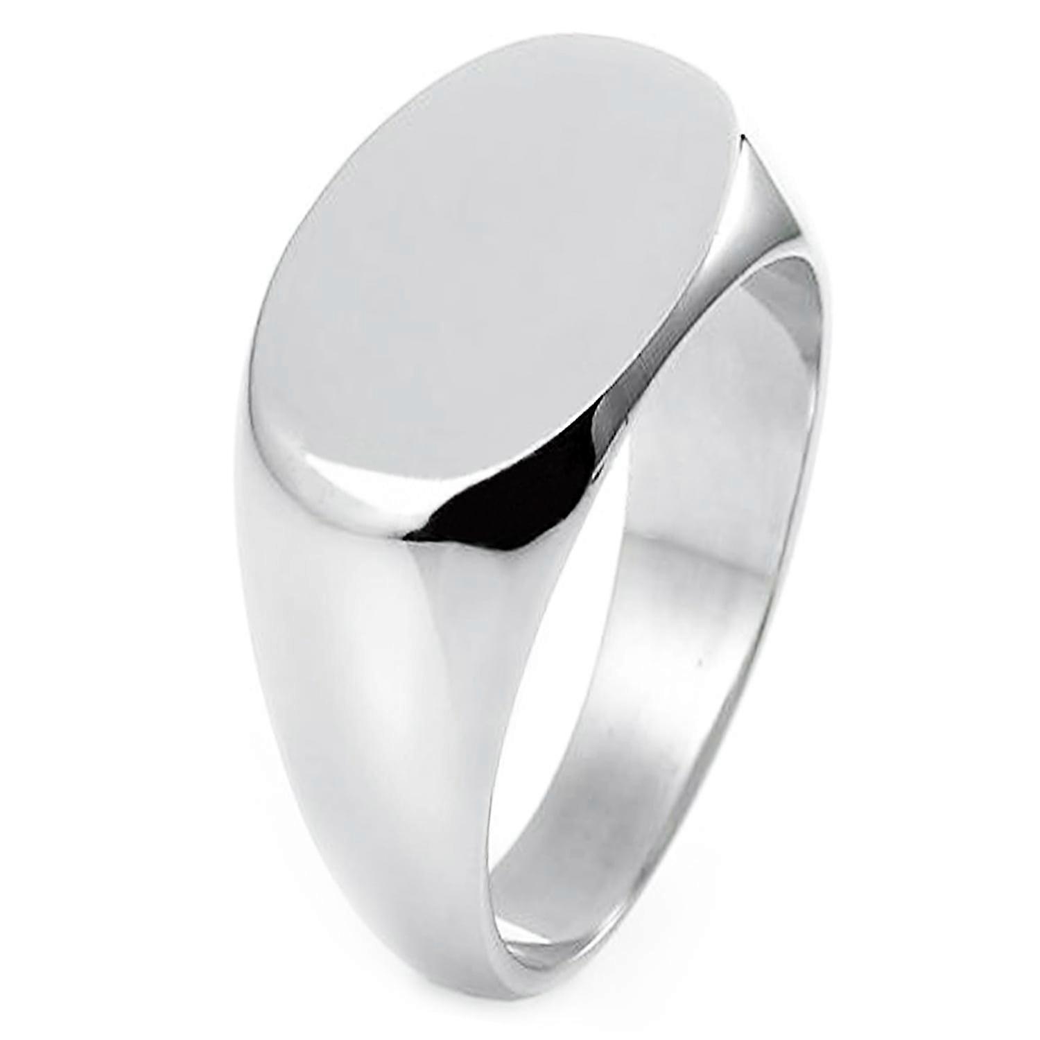 Sterling Silver Oval Flat Top Polished Classic Plain Signet Ring