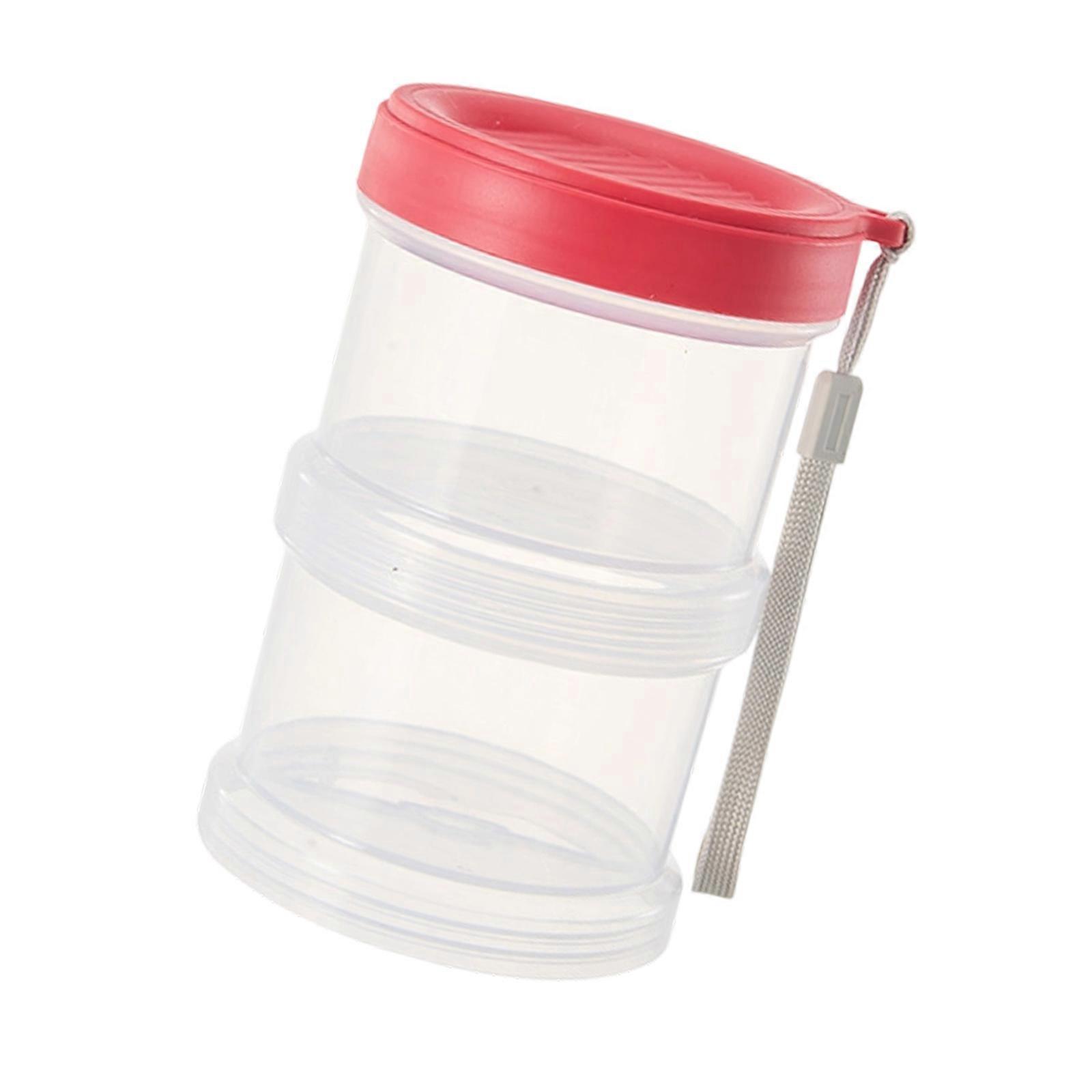 Pet Food Storage Container with Multi Compartment for Travel Sauce Bottle Stackable Miniature Seasoning Box  Red